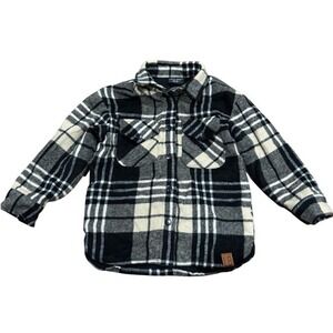 Little Bipsy Black & White Plaid Button Down Shirt Jacket Size 2 3Y Shacket Boys